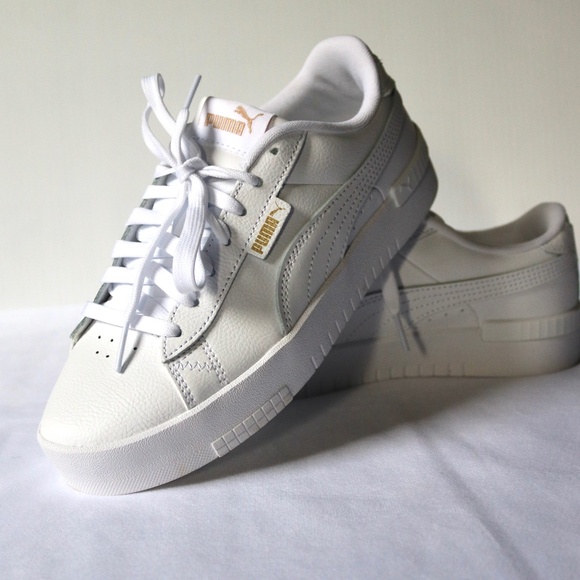 PUMA Jada White Leather Sneakers Running Shoes Lace Up Women's Size 7 - Picture 1 of 9